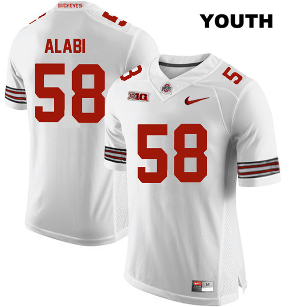 Ohio State Buckeyes Youth Joshua Alabi #58 White Authentic Nike College NCAA Stitched Football Jersey DQ19B02AA